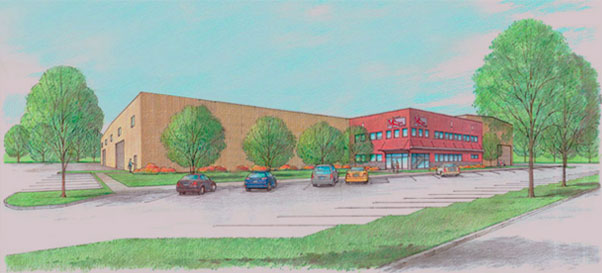 Drawing of M&S Iron Works New Building