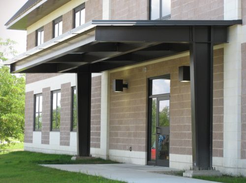 Steel Canopy Over Building Doorway