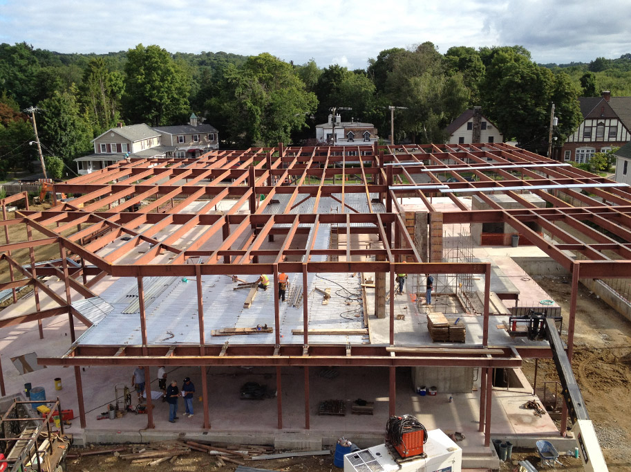 Drone Shot of New Building Steel Framework